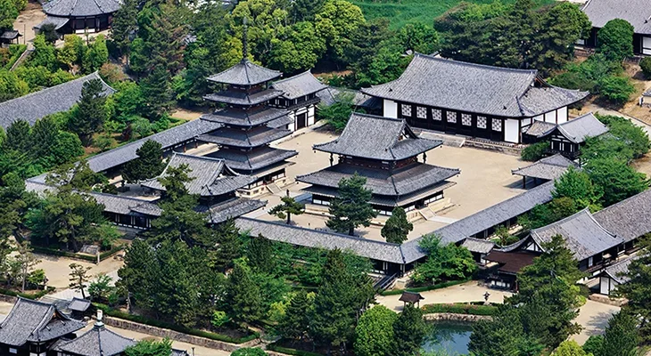 法隆寺上空からの様子