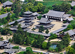 Gli edifici buddhisti nella zona del tempio Hōryūji