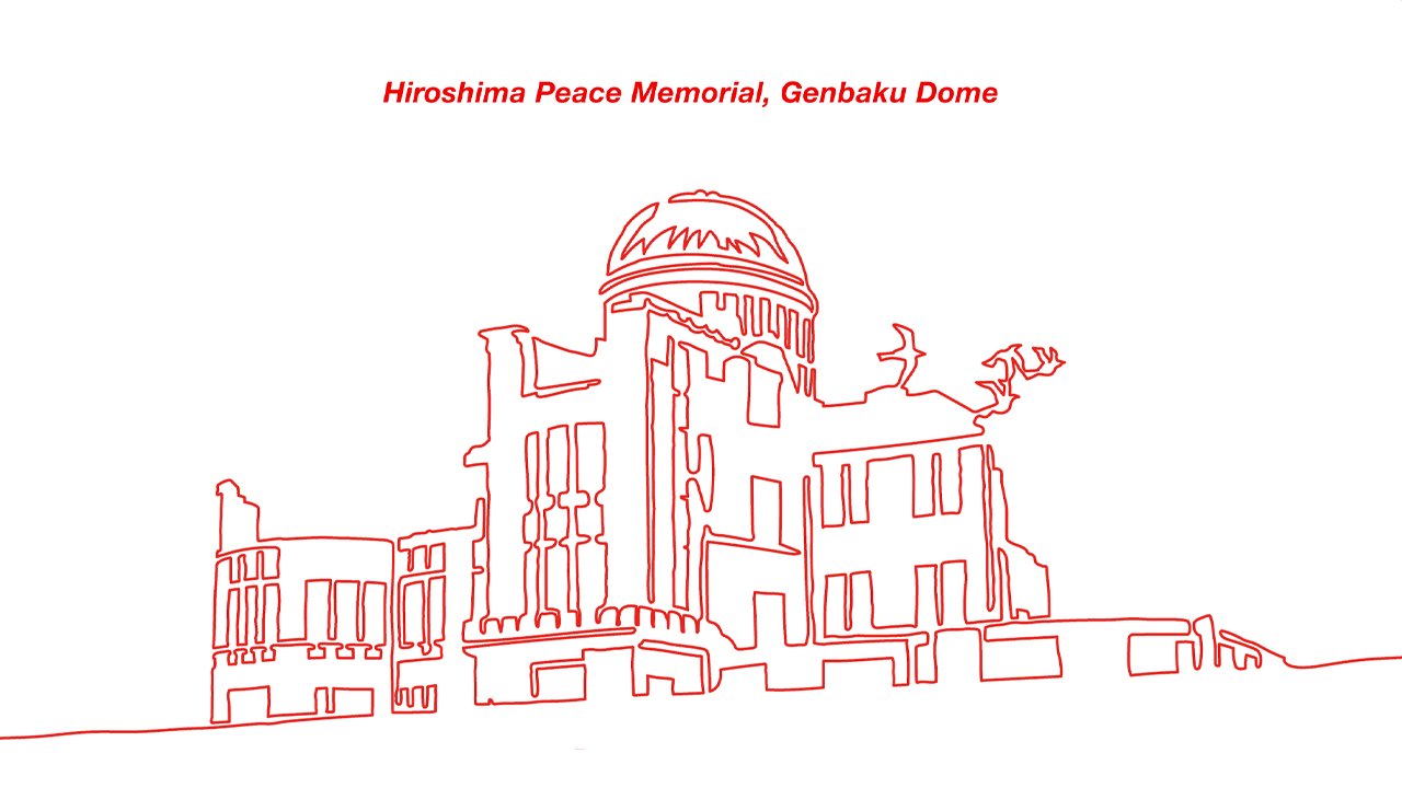 Il memoriale della pace e la Genbaku dome (cupola dell'atomica) di Hiroshima